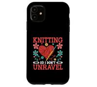 Knitting Unravel Heart and Flowers Design Case for iPhone 11