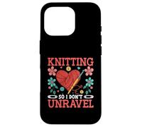 Knitting Unravel Heart and Flowers Design Case for iPhone 16 Pro