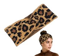 Knitting Wide Leopard Pattern Headband for Women | Stretchy One Size Fits Most, Cashmere-like, Cross Design, Breathable Comfort for Daily Wear and Party