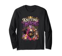 Knitting Witch Funny Knitter Fiber Artist Knitting Long Sleeve T-Shirt