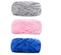 Knitting Wool 3pcs 100g Super Soft Velvet Yarn Chunky Blanket Chenille Yarns for Knitting and Crochet for Needle Craft(Mix N)