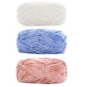 Knitting Wool 3pcs 100g Super Soft Velvet Yarn Chunky Blanket Chenille Yarns for Knitting and Crochet for Needle Craft(Mix L)
