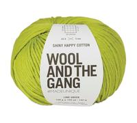Knitting Wool and the Gang Shiny Happy Cotton Aran - Plain Crochet Yarn - 10 Ply - 319 Lime Green
