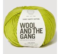 Knitting Wool and the Gang Shiny Happy Cotton Aran - Plain Crochet Yarn - 10 Ply - 319 Lime Green