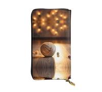 Knitting Wool Pattern Leather Clutch (7.5x4.1 inches) - Coin Card Key Wallet