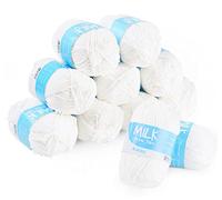 Knitting Yarn 12 Balls, White Acrylic Yarn 100 Meters, Knitting and Crochet Yarn 50-gram Ball Soft and Warm, Ideal for Knitting for Babies Adults As Well As Knitting Blankets