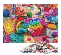 Knitting Yarn Basket Wooden Jigsaw Puzzles 300 Pieces for Adults Fun Toy Intellectual Game Home Decoration Stress Relief Education Game Premium & Durable 300pcs (40x28cm)