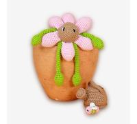 Knitty Critters - Blossom Time - Pink Daisy | Beginner-Friendly Crochet Craft Kit with Recycled Yarn - 100% Cotton Flower Characters - DIY Amigurumi Crochet Kit with Instructions