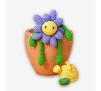 Knitty Critters - Blossom Time - Purple Daisy | Beginner-Friendly Crochet Craft Kit with Recycled Yarn - 100% Cotton Flower Characters - DIY Amigurumi Crochet Kit with Instructions
