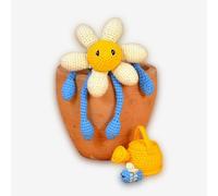 Knitty Critters - Blossom Time - White Daisy | Beginner-Friendly Crochet Craft Kit with Recycled Yarn - 100% Cotton Flower Characters - DIY Amigurumi Crochet Kit with Instructions