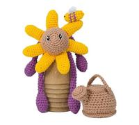 Knitty Critters - Blossom Time - Yellow Daisy | Beginner-Friendly Crochet Craft Kit with Recycled Yarn - 100% Cotton Flower Characters - DIY Amigurumi Crochet Kit with Instructions