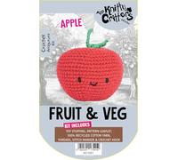 KNITTY CRITTERS - Fruit and Veg Crochet Kit - Apple| Beginner-Friendly Crochet Craft Kit with Recycled Yarn