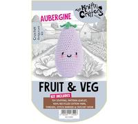 KNITTY CRITTERS - Fruit and Veg Crochet Kit - Aubergine| Beginner-Friendly Crochet Craft Kit with Recycled Yarn