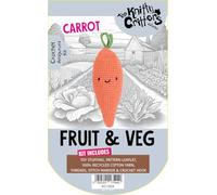 KNITTY CRITTERS - Fruit and Veg Crochet Kit - Carrot| Beginner-Friendly Crochet Craft Kit with Recycled Yarn