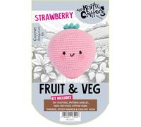 KNITTY CRITTERS - Fruit and Veg Crochet Kit - Strawberry| Beginner-Friendly Crochet Craft Kit with Recycled Yarn