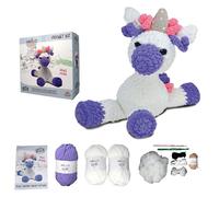 KNITTY CRITTERS - Grace Unicorn | Crochet kit Contains Super Chunky Yarn | Soft Cuddly Finished