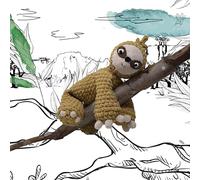 KNITTY CRITTERS - Main Collection - Sammi Sloth | Beginner-Friendly Crochet Craft Kit with Recycled Yarn
