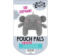 KNITTY CRITTERS Pouch Pals Crochet Kit - Sid Elephant | Beginner-Friendly Crochet Craft Kit with Recycled Yarn