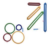 KnitUK Knitting Looms Combo Pack: 4 Round + 4 Long. with Pink Extra-pegs to be Fitted.