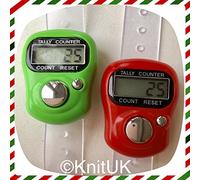 KnitUK Tally Counter - LCD (Finger-Held). Pack of 2. Green & Red Digital Knitting Row Counters