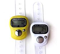 KnitUK Tally Counter - LCD (Finger-Held). Pack of 2. White & Yellow Digital Knitting Row Counters