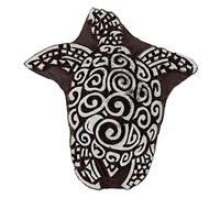 Knitwit Decorative Hand Carved Wooden Turtle Print Temple Block Border Marks Craft