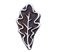 Knitwit Indian Decorative Block Brown Wooden Textile Leaf Stamps Wood Printing Block