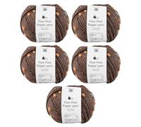 Knitworm Wool 5 Ball Set Knitworm Pom Pom Paper Yarn, Medium Thickness, 1.1 oz (30 g) (Approx. 107.Brown x Orange)