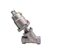 KNIUWMBMH 1/2" 3/4" 1" 2" Stainless Steel Pneumatic Actuator Angle Seat Valve Pneumatic Seat Valve 16bar For Steam Gas Oil Normally Closed(1-1/2",Single Acting)