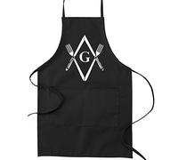 Knives & Forks Square & Compass Masonic Cooking Kitchen Apron - [Black]