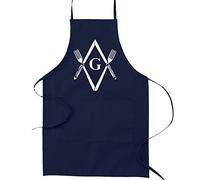 Knives & Forks Square & Compass Masonic Cooking Kitchen Apron - [Navy]