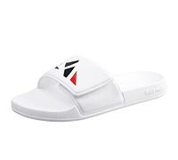Knixmax Men Sliders Comfort Aqua Slide Sandals Beach & Pool Shoes Adjustable Strap Open Toe Summer Slippers Hook & Loop B White 12/13UK - 46/47EU