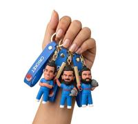 KNK Cricket Player Keychain 3 Pack, Mini Sports Figurine Keyrings with Wristlet Strap, Key Holder for Keys, Bags & Luggage, Cricket Lover Gift