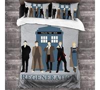 Knncch Doctor Who Regeneration Tardis 3 Pieces Bedding Set Duvet Cover Decorative 3 Piece Bedding Set with 2 Pillow Shams