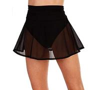 KnniMorning TEES Women's Sheer Mesh Mini Skirts See-Through High Waist Solid Skater Skirt Beach Cover-ups, Black, X-Large