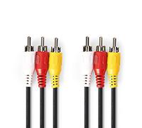 KnnX 28135 - Composite Audio Video Stereo Cable - 3 x RCA Phono male to male - Length: 5m - triple Red, White, Yellow connector plugs