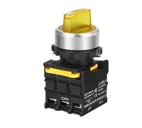 Knob Switch with LED 22mm 1NO/2NO/1NO1NC 2/3 Position Self Locking Momentary Select Rotary Switch with Light 12V 24V 220V 10A(YellowLight,2NO_2P MOMENTARY_24 V)