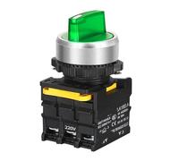 Knob Switch with LED 22mm 1NO/2NO/1NO1NC 2/3 Position Self Locking Momentary Select Rotary Switch with Light 12V 24V 220V 10A(GreenLight,2NO_2P MOMENTARY_24 V)