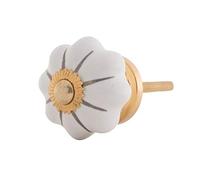 Knober Furniture Knobs Pumpkin Shape Small Ceramic Porcelain Vintage Country House Style Shabby Chic 31 mm Knob Door Handle Shabby Chic White Gold