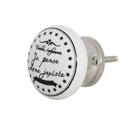 Knober Vintage Furniture Knob White Ceramic Porcelain French Country House Style Shabby Chic 40 mm Door Handle (Je pense)