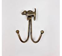 Knobs By Blossom Double Vintage Animal Antique Brass Iron Wall Hook (Dog)