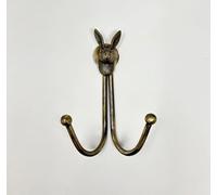Knobs By Blossom Double Vintage Animal Antique Brass Iron Wall Hook (Hare)