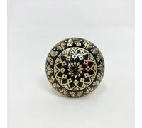 Knobs By Blossom Moroccan Dark Emerald Green & Gold Brass Etched Round Drawer Knob