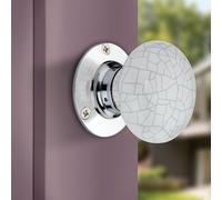 Knobs N Knockers Ceramic Mortise Knob with Chrome Base, Spring Loaded, Bedroom Bathroom Kitchen Handles (Pair) (Crackle White Ceramic Mortise Knob Set)