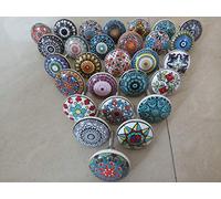 KNOBSWORLD 12 x Mix Vintage Look Flower Ceramic Knobs Door Handle Cabinet Drawer Cupboard Pull Mandala Design