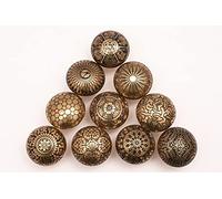 KNOBSWORLD Set of 10 Brass Knobs - Kitchen Cabinet Pulls, Cupboard & Furniture Drawer Handles - Brass Patterned