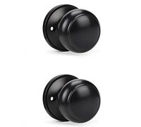 KNOBWELL 2 Pack Black Dummy Door Knob, Single Sided Handle for Closets, French Double Doors, and Pantry, Matte Black One Side Non-Turning Interior Push/Pull Door Knob
