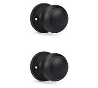 KNOBWELL 2 Pack Bronze Dummy Door Knob, Single Sided Handle for Closets, French Double Doors, and Pantry, Oil Rubbed Bronze One Side Non-Turning Interior Push/Pull Door Knob
