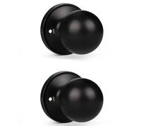 KNOBWELL 2 Pack Matte Black Non-Turning Dummy Door Knob, Single Side Closet Door Knobset, Interior Door Knobs, Easy Installation