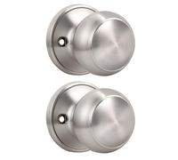 KNOBWELL 2 Pack Non-Turning Dummy Door Knobs Interior - Satin Nickel, Keyless Closet Door Knobs for French Doors Single Side
